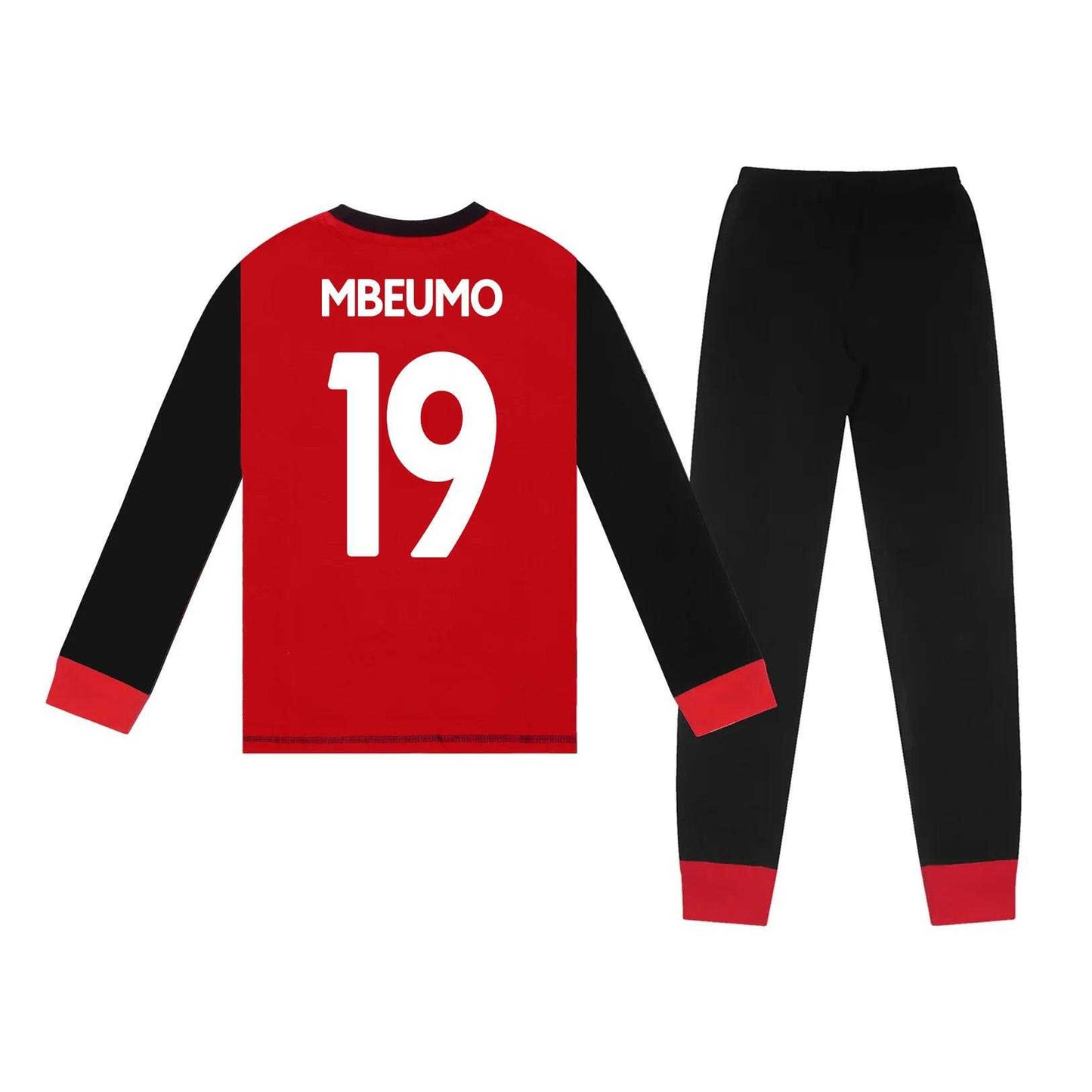 Red-Black - Back - Manchester United FC Boys Bryan Mbeumo 19 Long Pyjama Set
