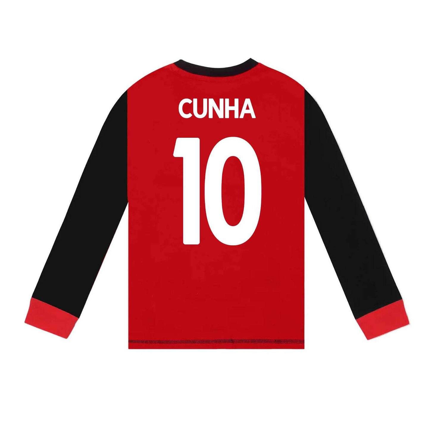 Red-Black - Side - Manchester United FC Boys Matheus Cunha 10 Long Pyjama Set