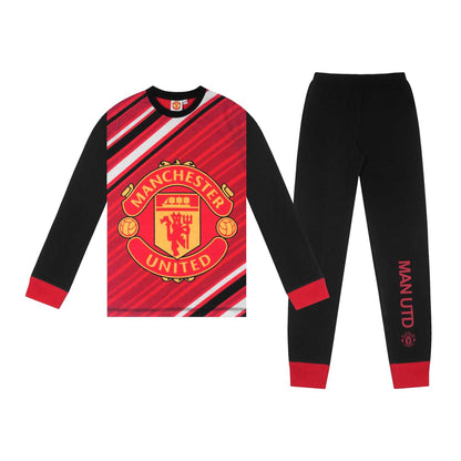 Red-Black - Front - Manchester United FC Boys Matheus Cunha 10 Long Pyjama Set