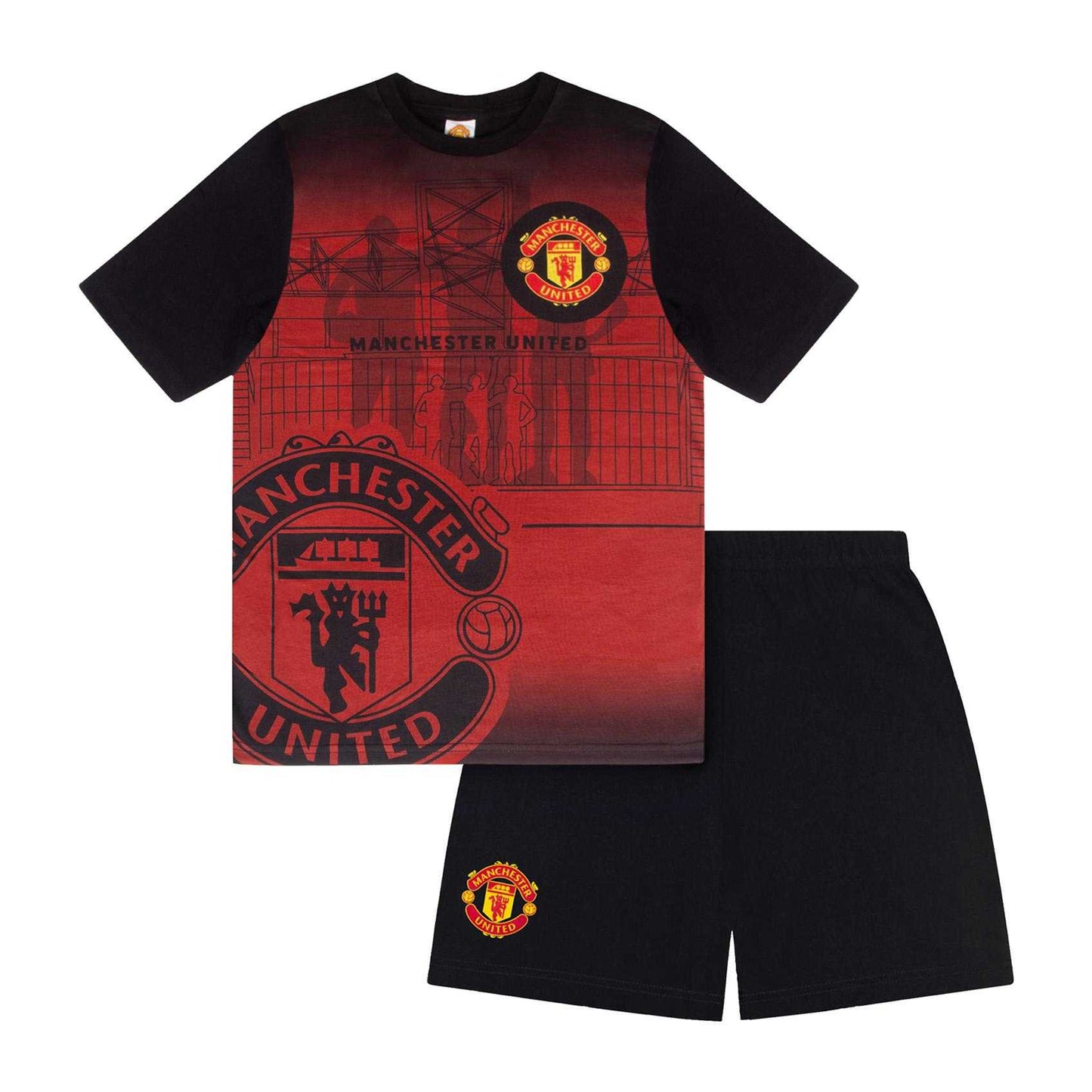 Red - Front - Manchester United FC Boys Short Pyjama Set