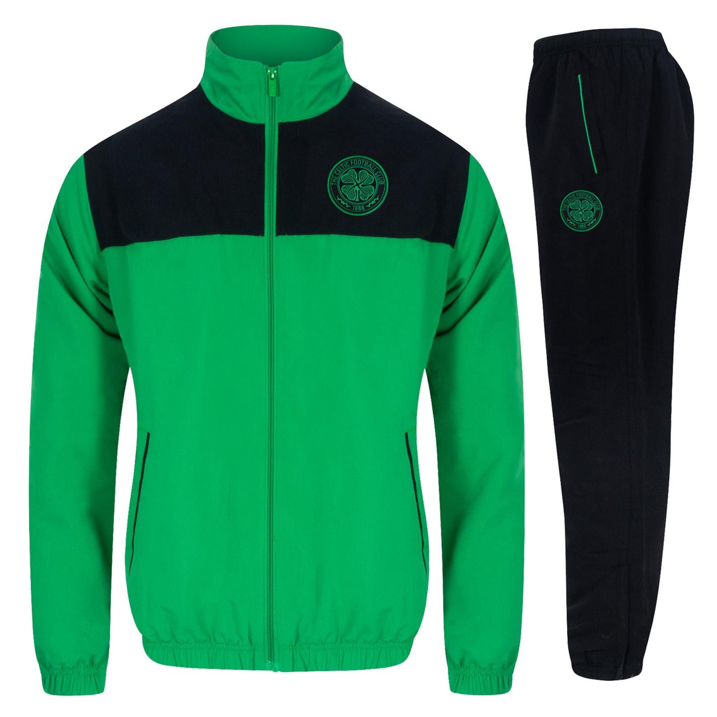 Black-Green - Front - Celtic FC Mens Two Tone Tracksuit