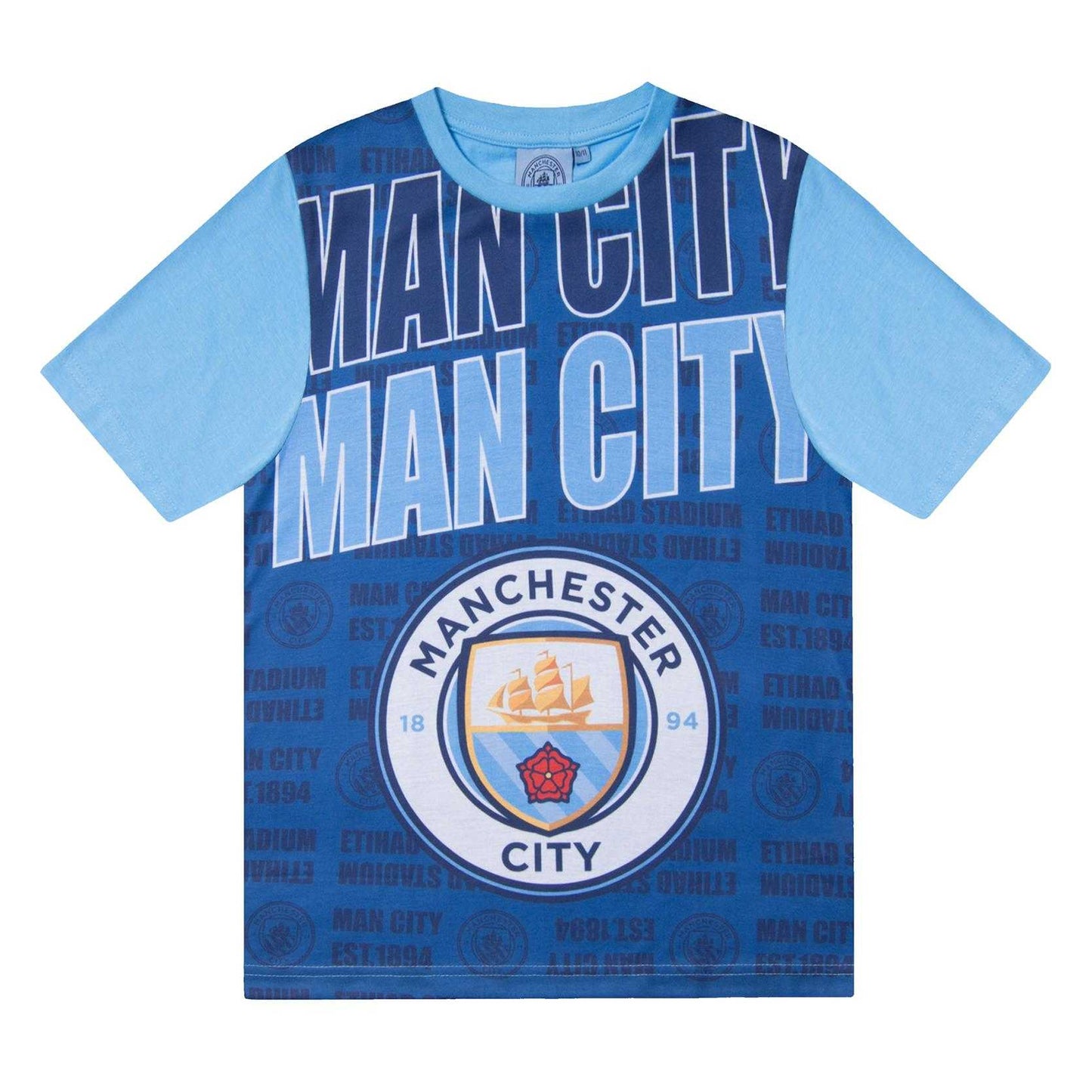 Navy Blue - Back - Manchester City FC Boys Sublimated Short Pyjama Set