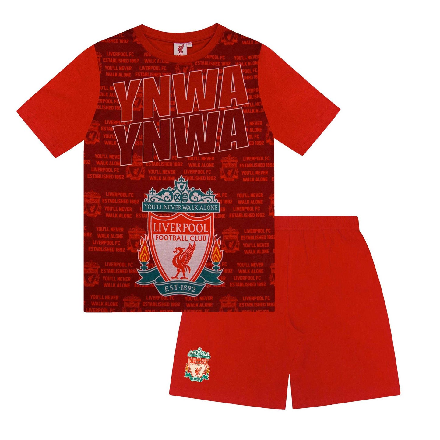 Red - Front - Liverpool FC Boys Short Pyjama Set