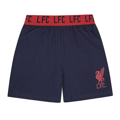 Navy Blue - Side - Liverpool FC Boys Anfield YNWA Short Pyjama Set