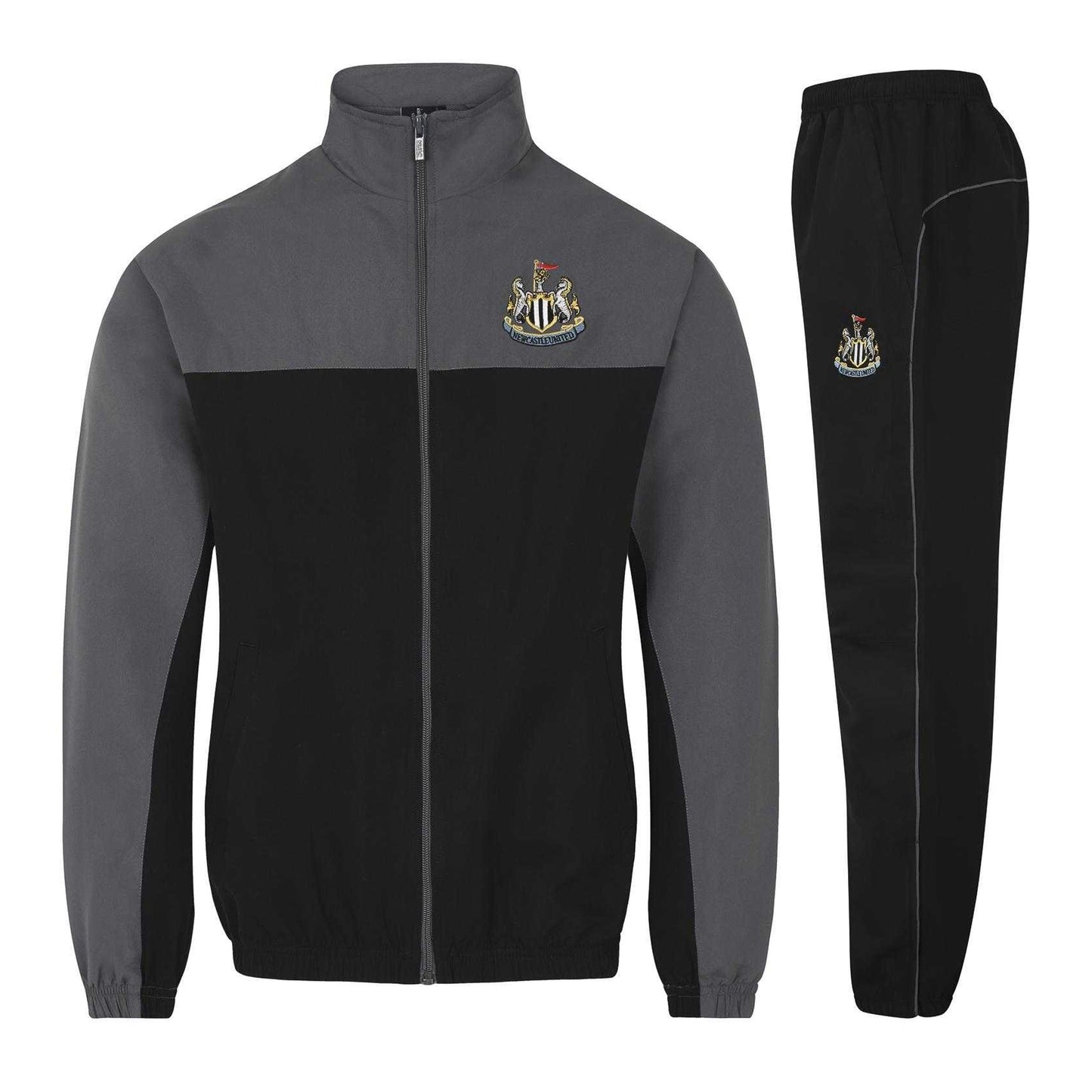 Black - Front - Newcastle United FC Boys Two Tone Tracksuit
