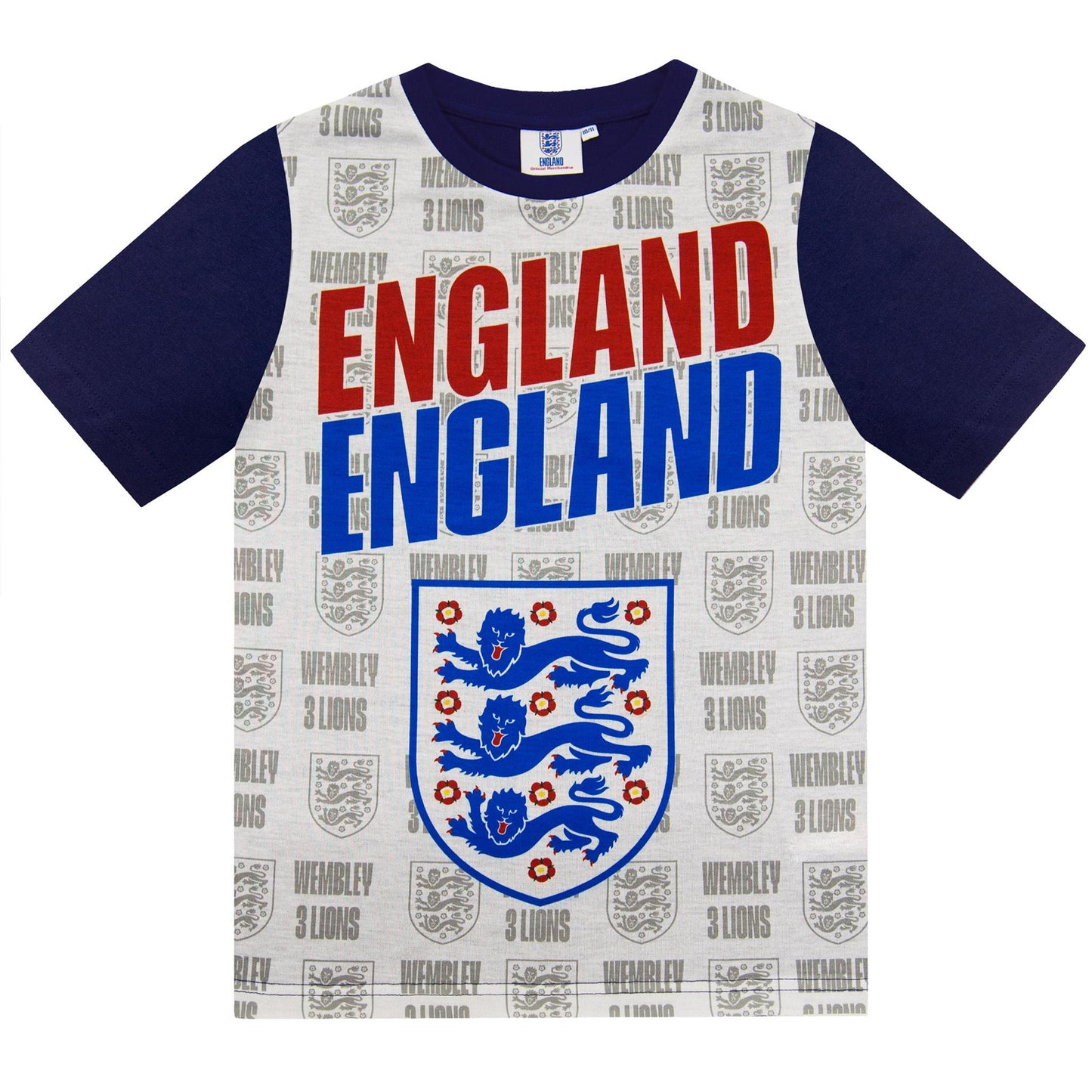 White - Back - England FA Boys Three Lions Short Pyjama Set