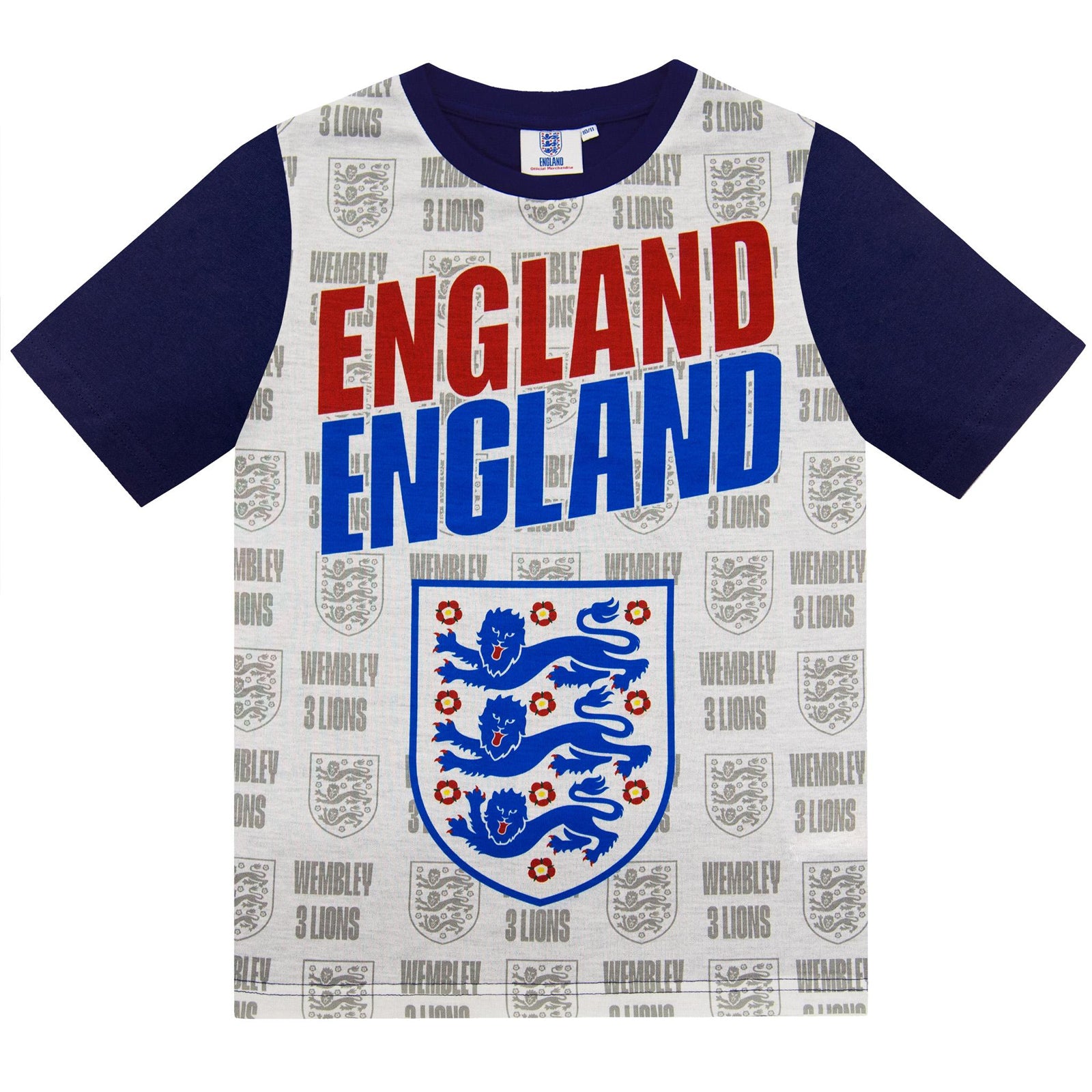 White - Back - England FA Boys Three Lions Short Pyjama Set