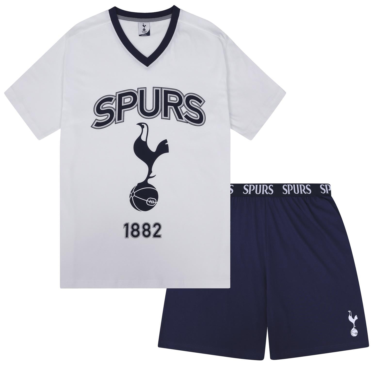 White - Front - Tottenham Hotspur FC Mens 1882 Sublimated Short Pyjama Set