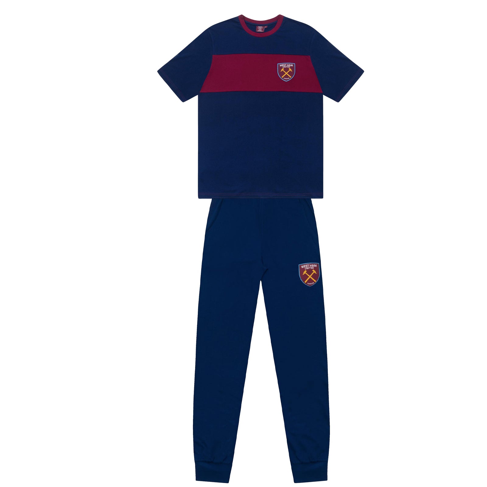 Navy Blue - Front - West Ham United FC Mens Long Pyjama Set