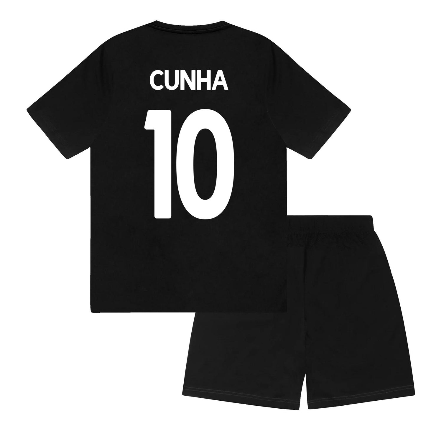 Black - Back - Manchester United FC Boys Cunha 10 Sublimated Short Pyjama Set