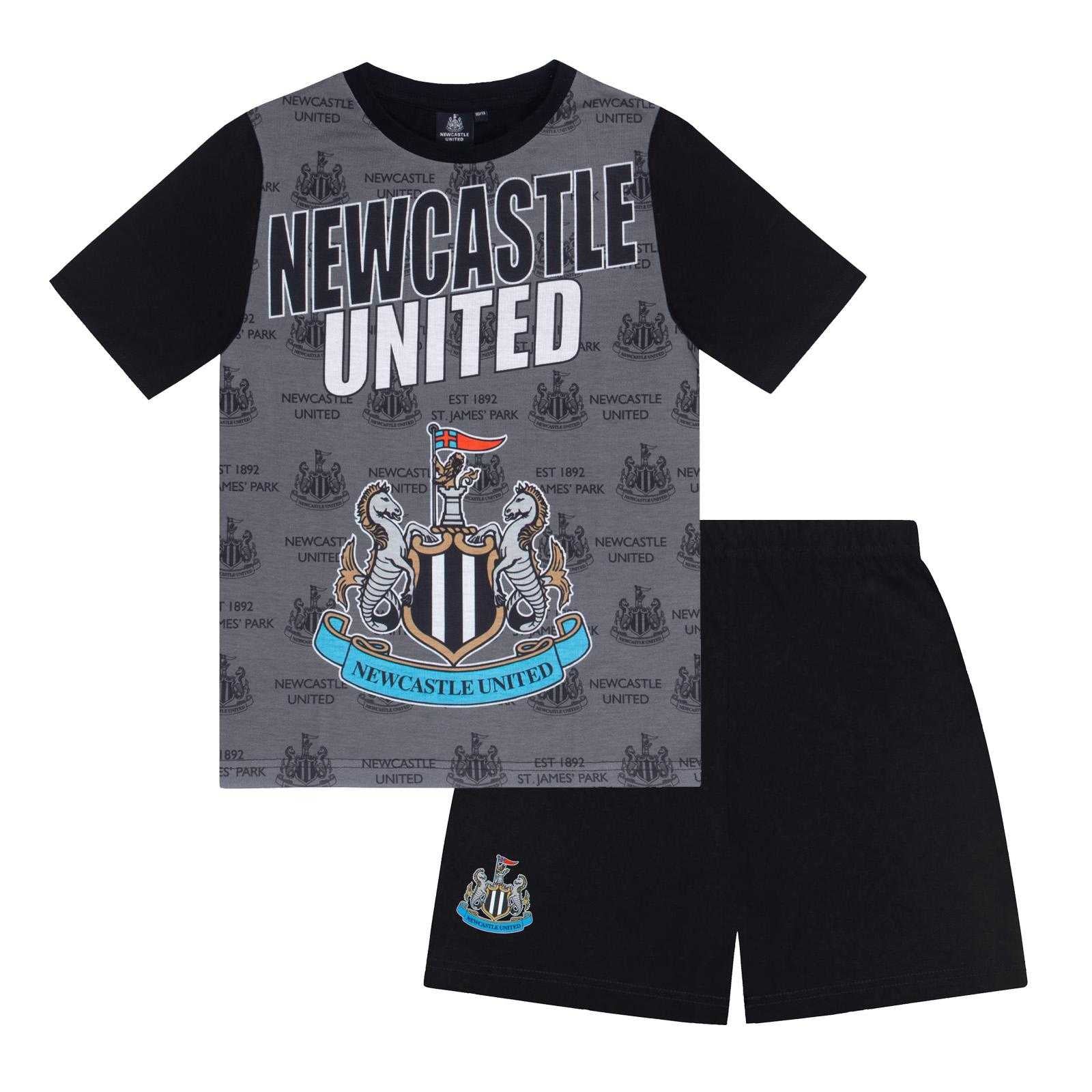 Black - Front - Newcastle United FC Boys Bruno G 39 Sublimated Short Pyjama Set