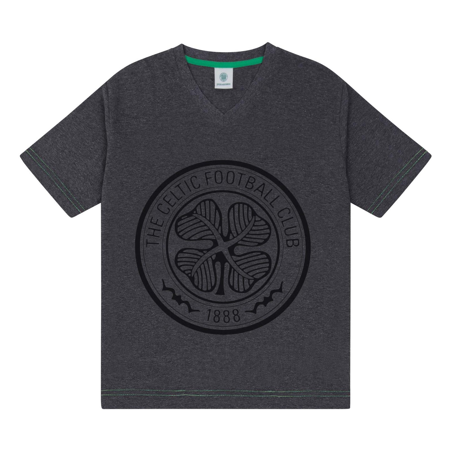Grey - Back - Celtic FC Mens Crest Short Pyjama Set