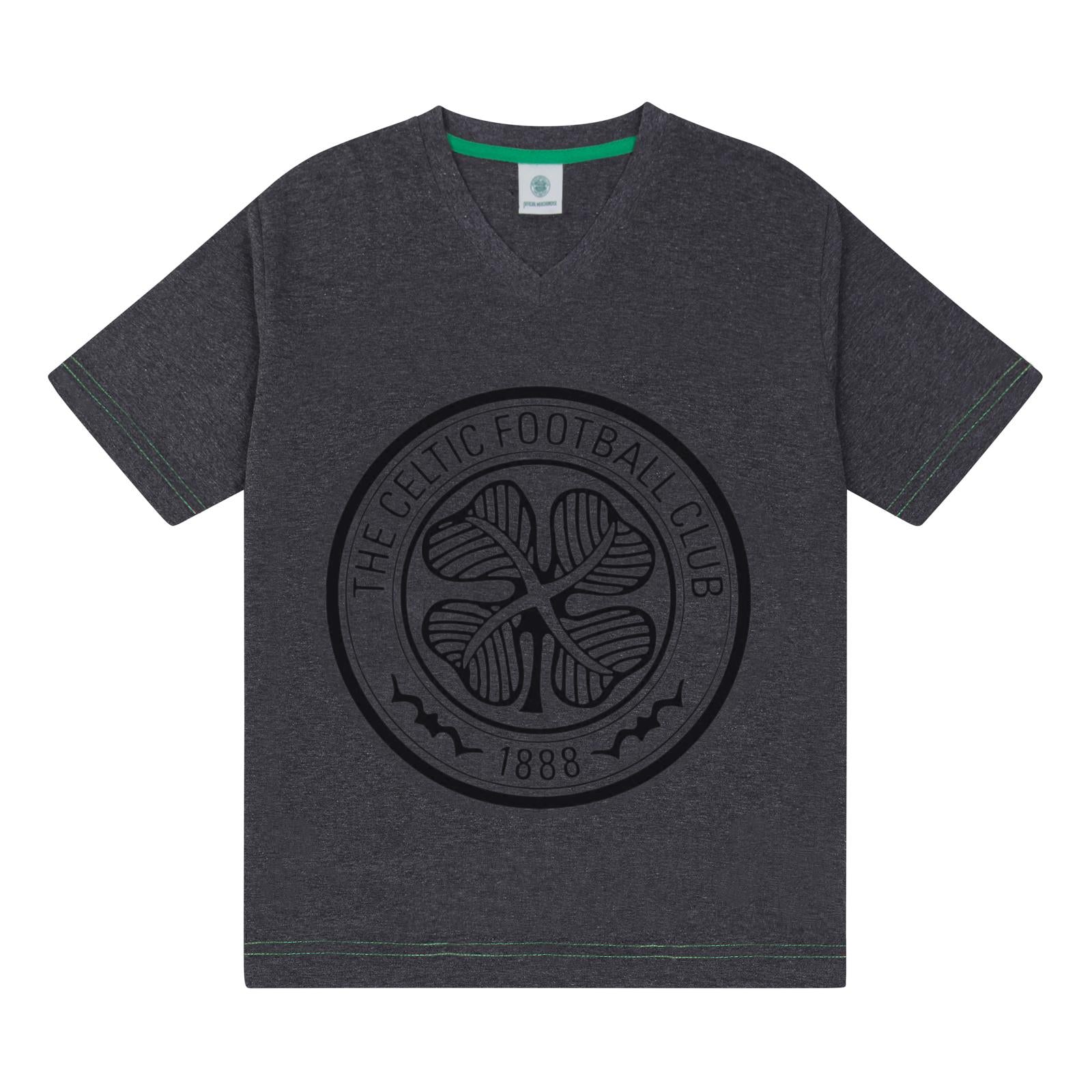 Grey - Back - Celtic FC Mens Crest Short Pyjama Set