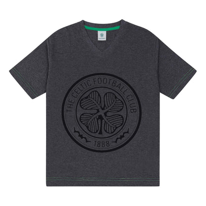 Grey - Back - Celtic FC Mens Crest Short Pyjama Set