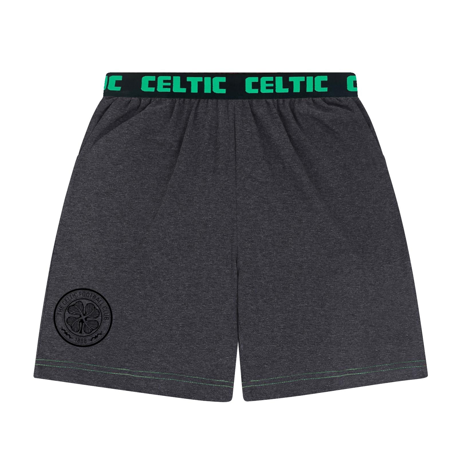 Grey - Side - Celtic FC Mens Crest Short Pyjama Set