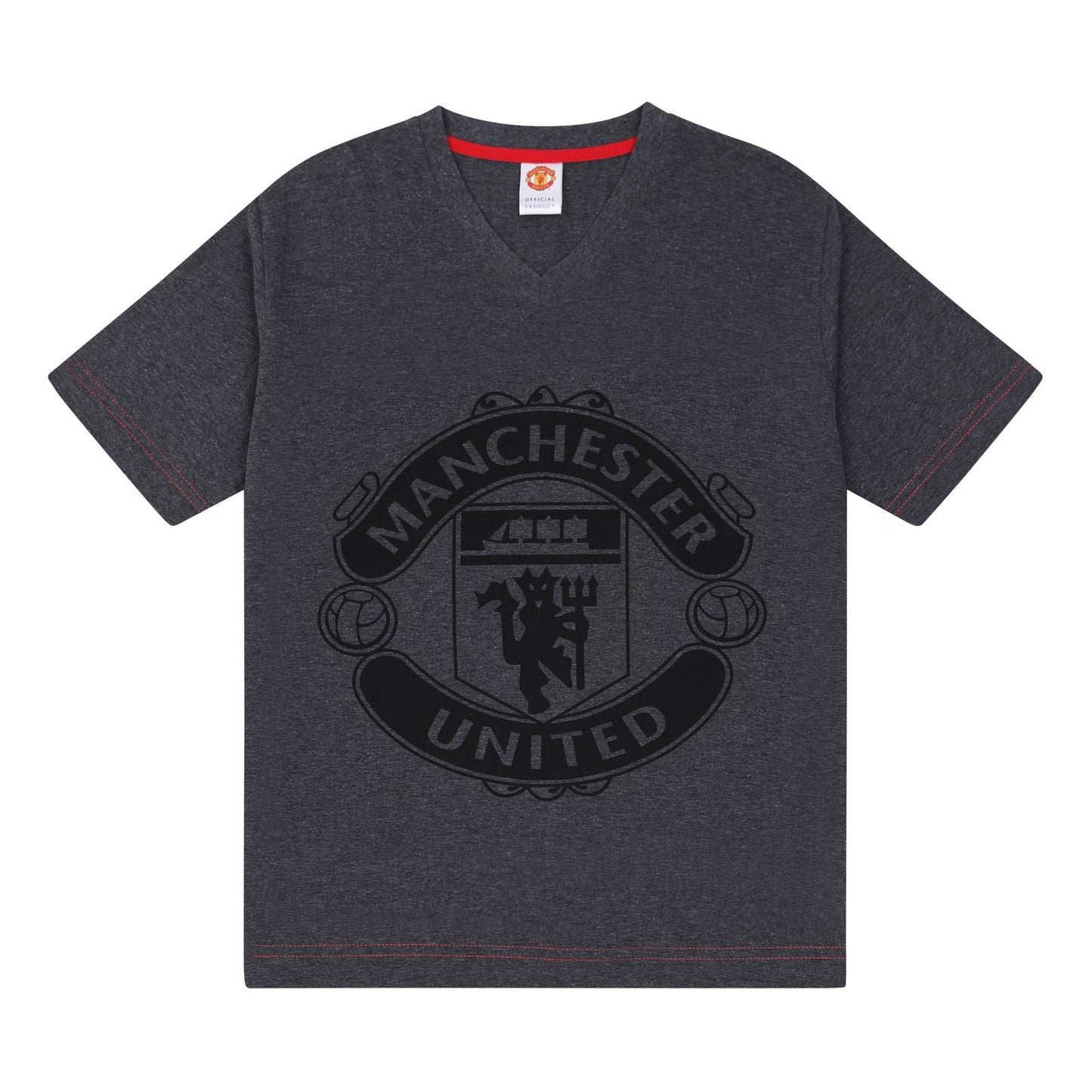 Grey - Back - Manchester United FC Mens Crest Short Pyjama Set