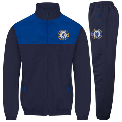 Navy Blue - Front - Chelsea FC Mens Crest Tracksuit