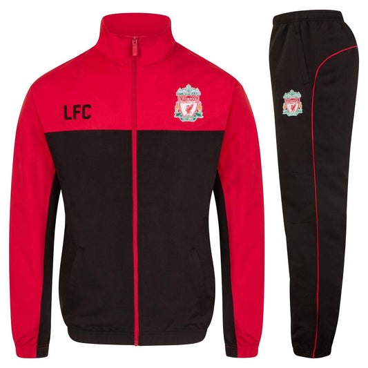 Red - Front - Liverpool FC Mens Crest Two Tone Tracksuit