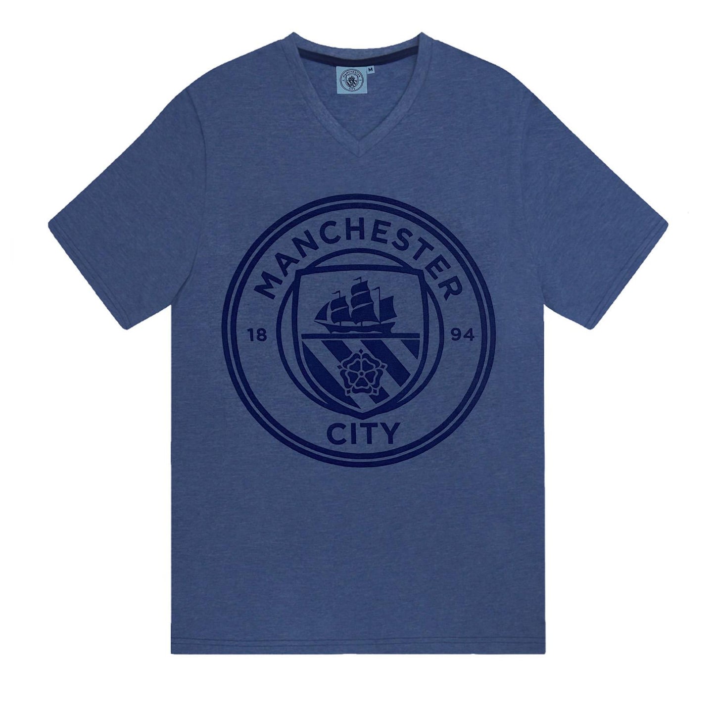 Blue Marl - Back - Manchester City FC Mens Short Pyjama Set