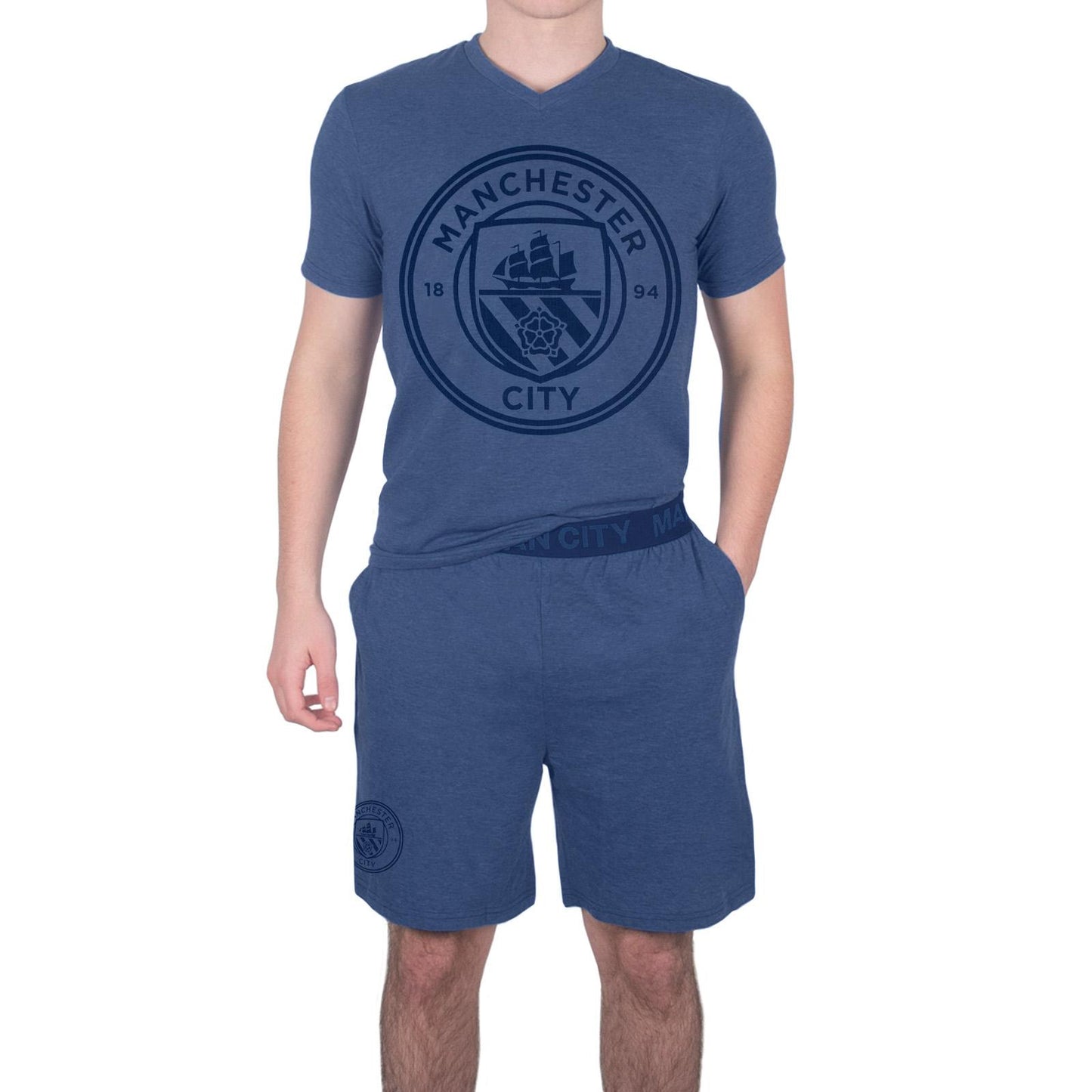 Blue Marl - Lifestyle - Manchester City FC Mens Short Pyjama Set