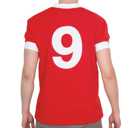 Red - Close up - FA Wales Mens 1958 John Charles 9 Retro T-Shirt