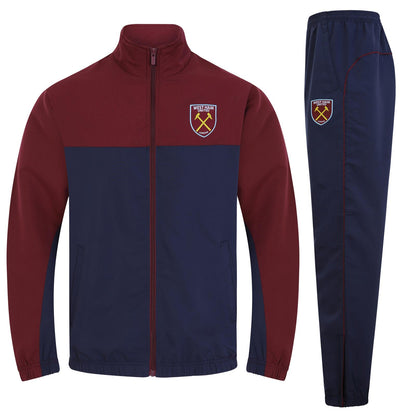 Navy Blue - Front - West Ham United FC Mens Crest Two Tone Tracksuit