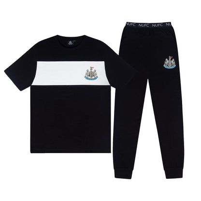 Black - Front - Newcastle United FC Mens Premium Long Pyjama Set