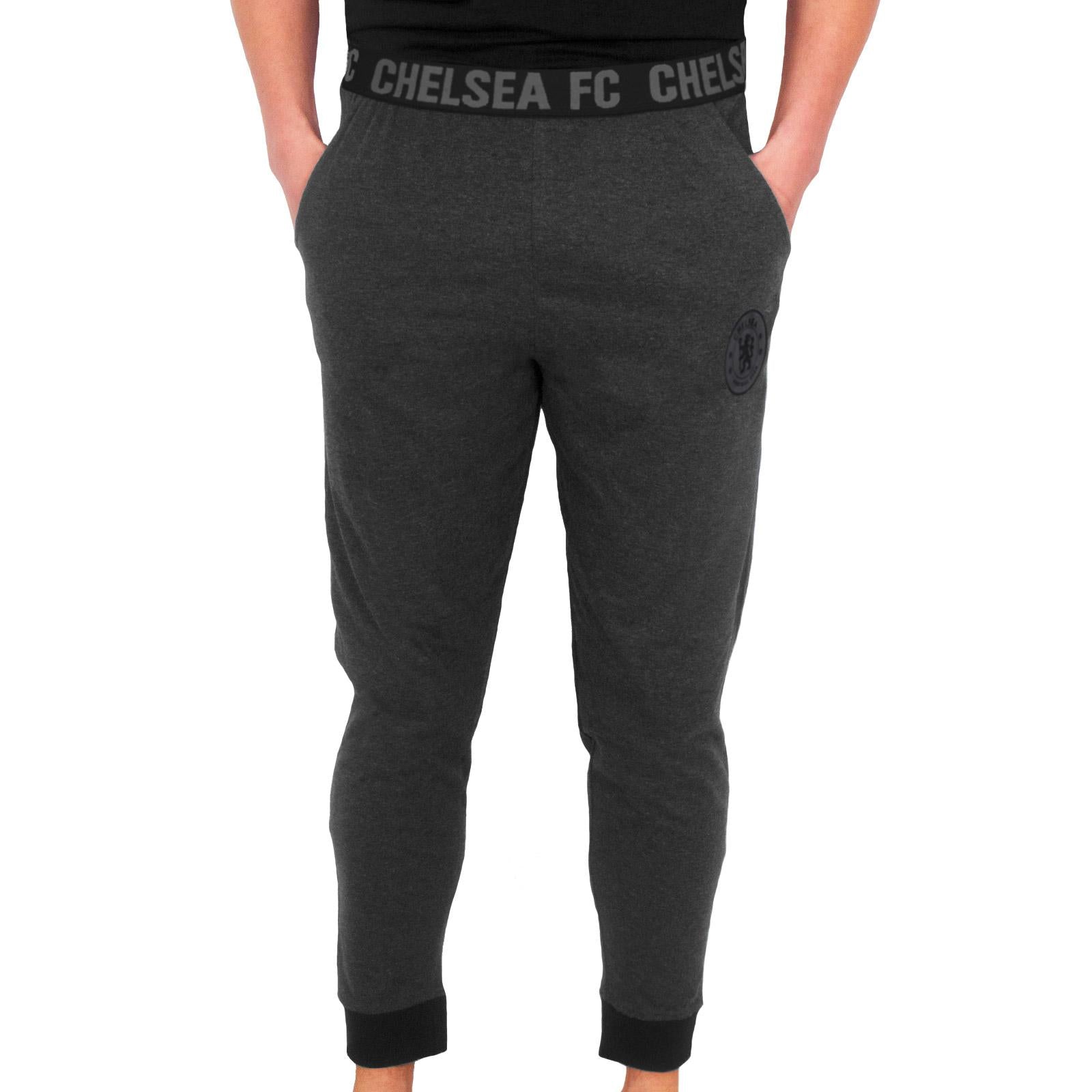 Grey - Side - Chelsea FC Mens Premium Long Pyjama Set