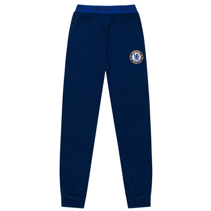 Navy Blue - Side - Chelsea FC Mens Premium Long Pyjama Set