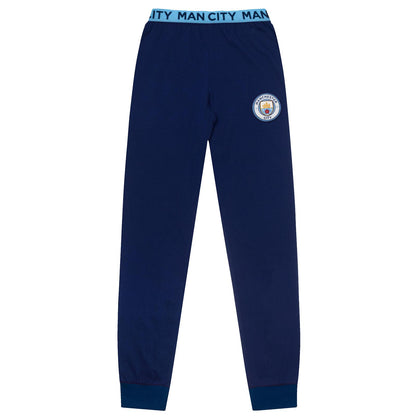 Navy-Sky Blue - Side - Manchester City FC Mens Premium Long Pyjama Set