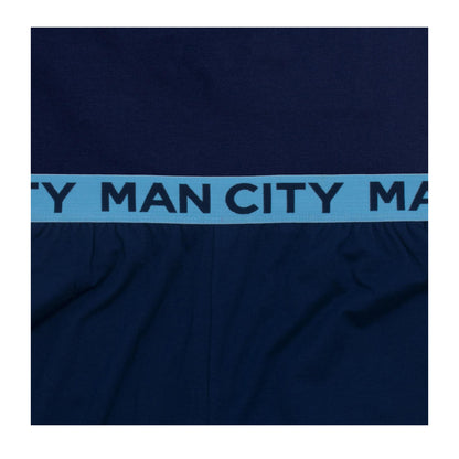 Navy-Sky Blue - Lifestyle - Manchester City FC Mens Premium Long Pyjama Set