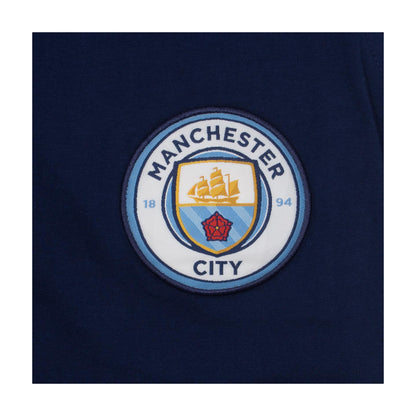 Navy-Sky Blue - Pack Shot - Manchester City FC Mens Premium Long Pyjama Set