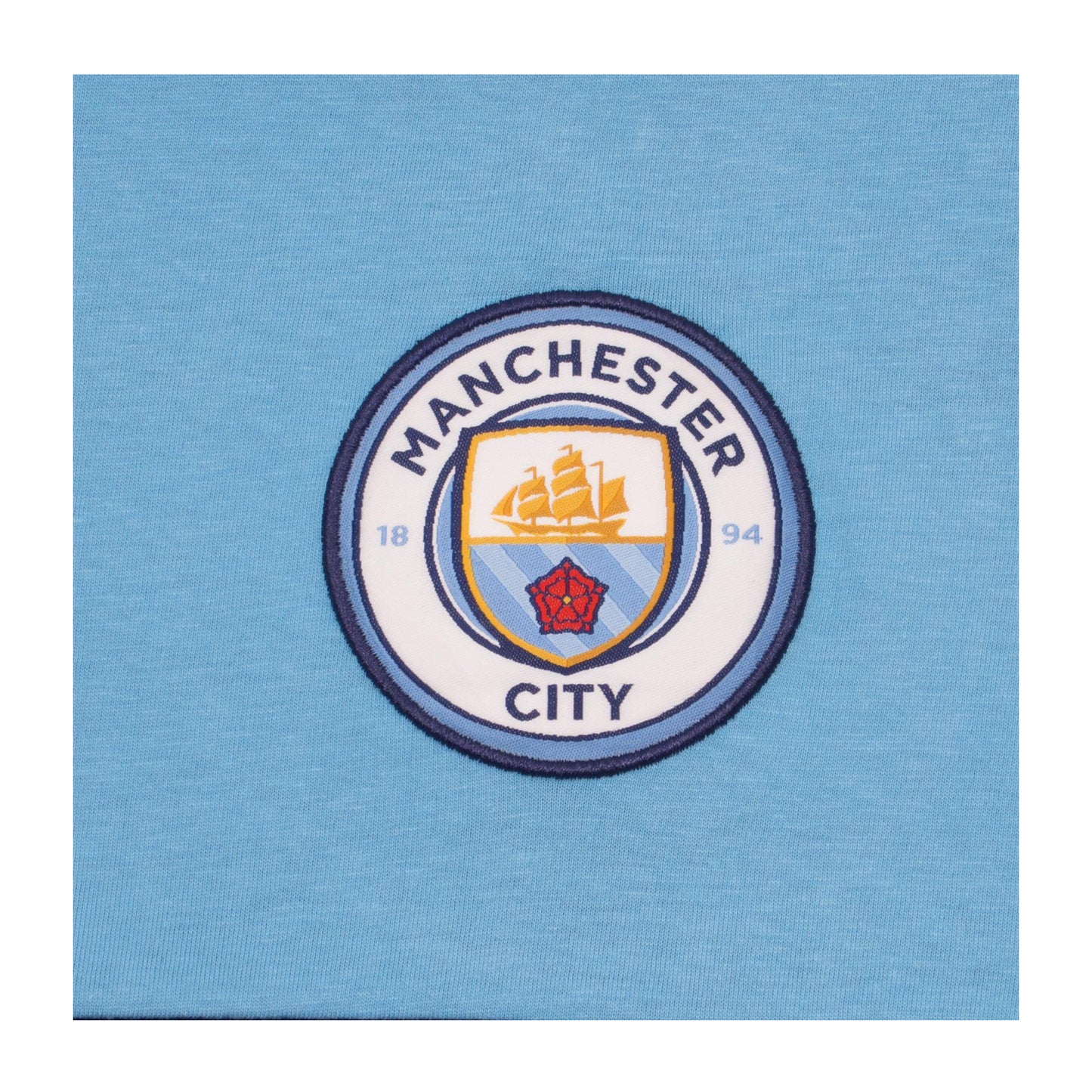Navy-Sky Blue - Close up - Manchester City FC Mens Premium Long Pyjama Set