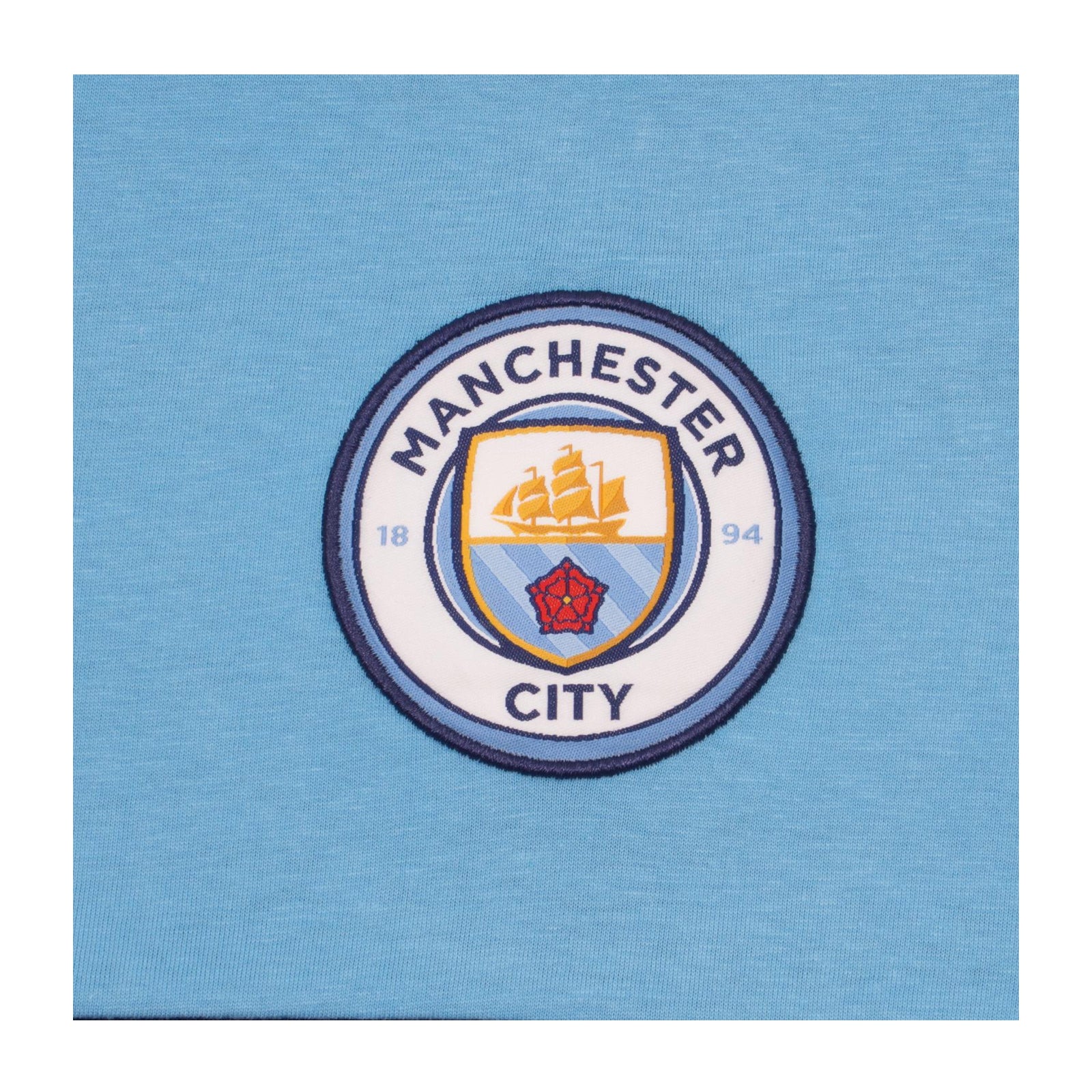 Navy-Sky Blue - Close up - Manchester City FC Mens Premium Long Pyjama Set