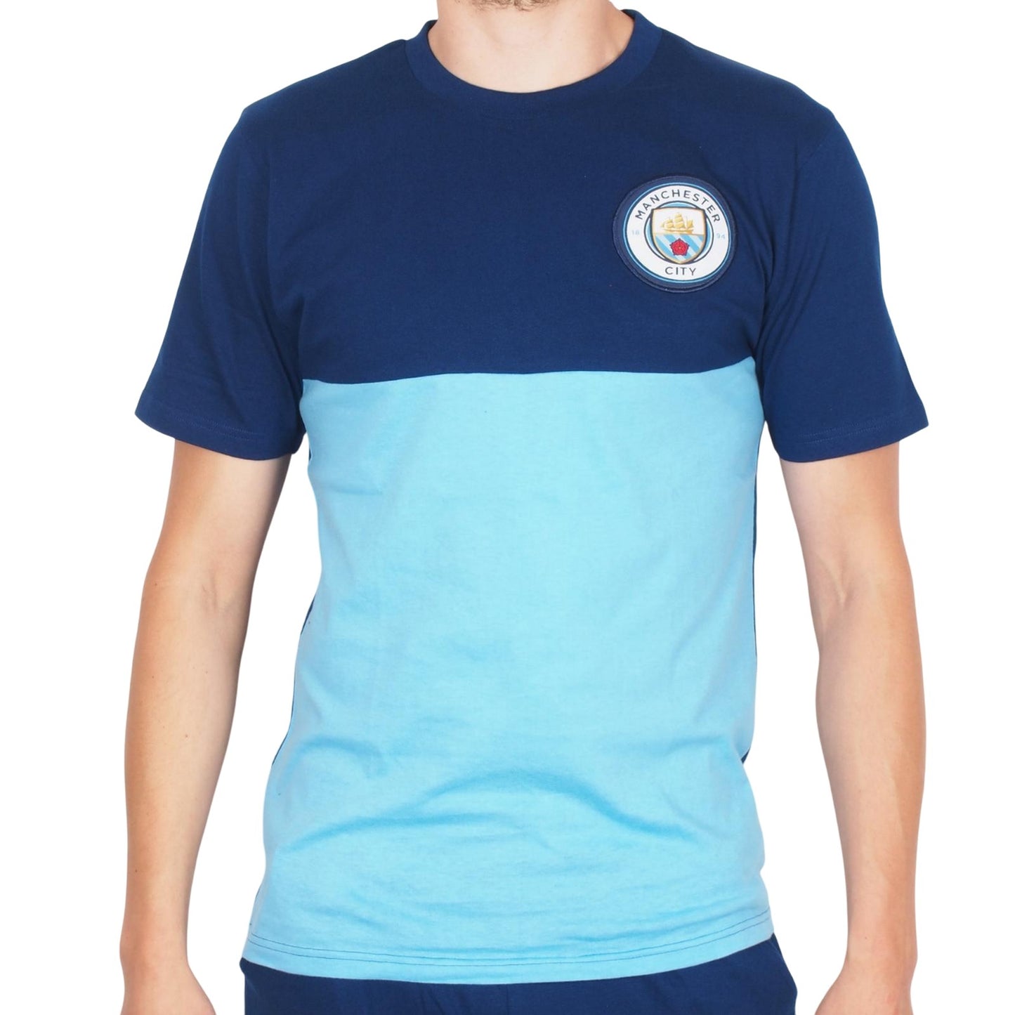 Navy Blue - Side - Manchester City FC Mens Premium Long Pyjama Set