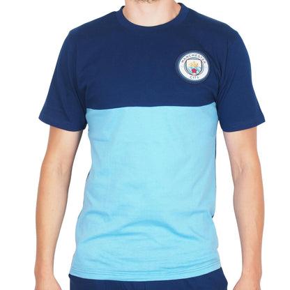 Navy Blue - Side - Manchester City FC Mens Premium Long Pyjama Set