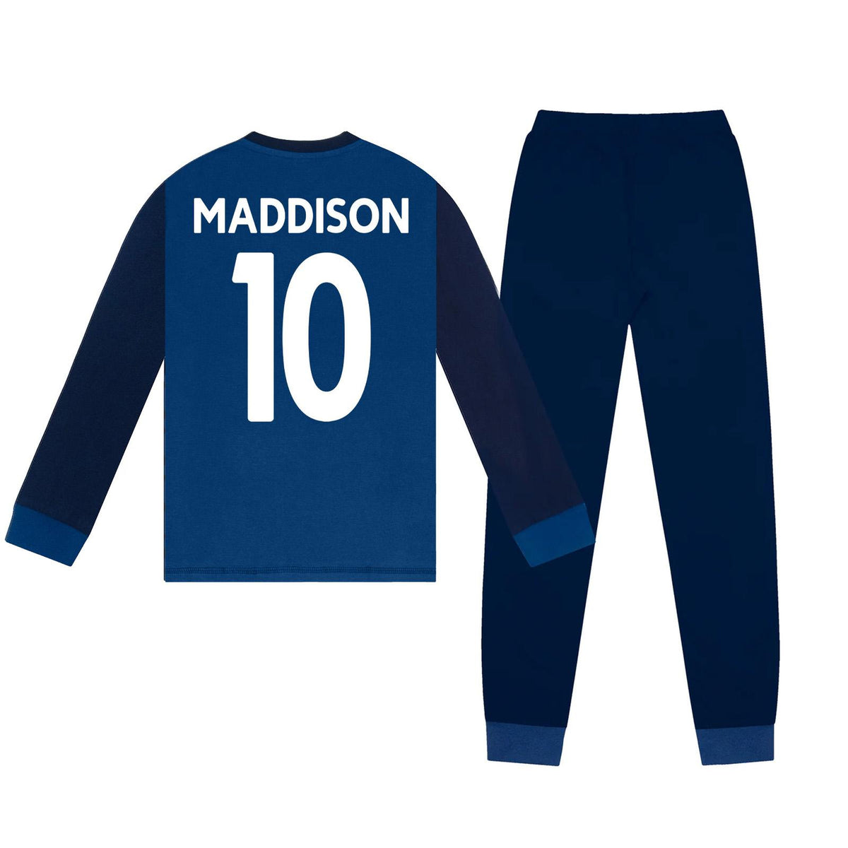 Navy Blue - Back - Tottenham Hotspur FC Boys James Maddison 10 Long-Sleeved Long Pyjama Set