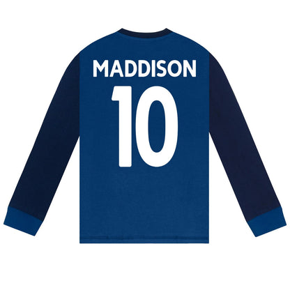 Navy Blue - Side - Tottenham Hotspur FC Boys James Maddison 10 Long-Sleeved Long Pyjama Set