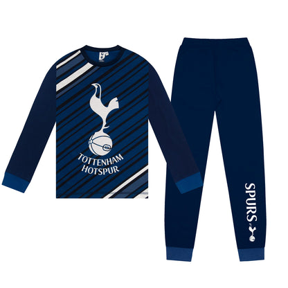 Navy Blue - Front - Tottenham Hotspur FC Boys James Maddison 10 Long-Sleeved Long Pyjama Set