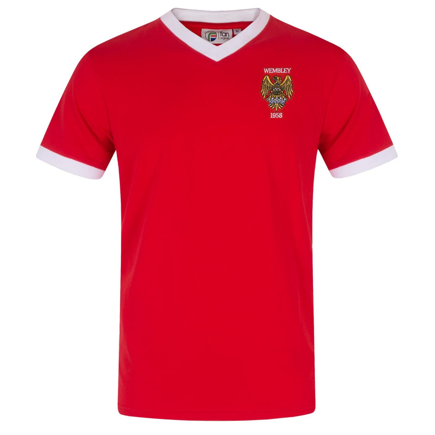 Red - Front - Fan Originals Mens United Wembley 1958 Crest Polyester V Neck T-Shirt