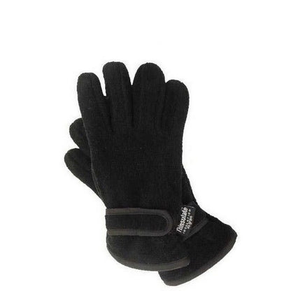 Black - Back - FLOSO Childrens-Kids Thermal Thinsulate Fleece Gloves With Palm Grip (3M 40g)