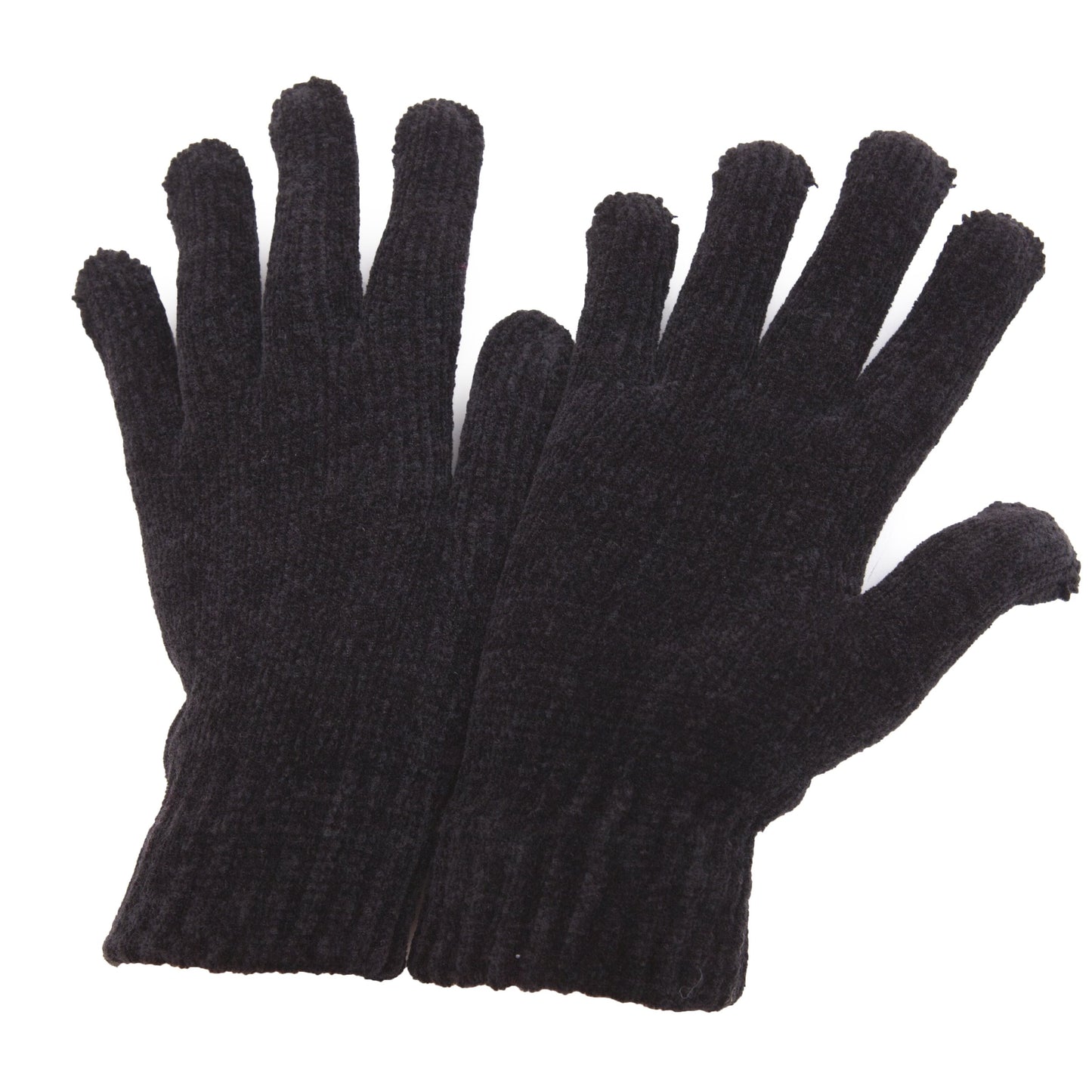 Black - Front - Ladies-Womens Chenille Winter Magic Gloves