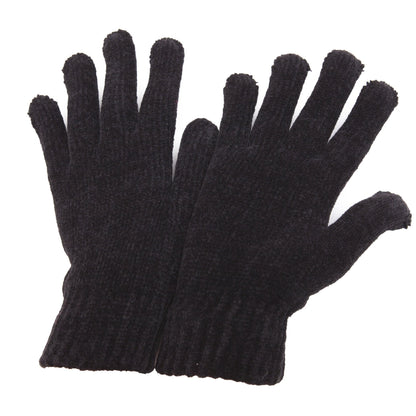 Black - Front - Ladies-Womens Chenille Winter Magic Gloves