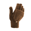 Brown - Back - FLOSO Ladies-Womens Winter Capped Fingerless Magic Gloves