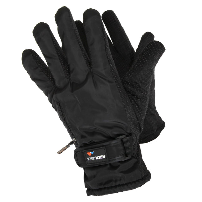 Black - Front - RockJock Womens-Ladies Thermal Gloves