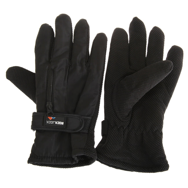 Black - Front - RockJock Mens Thermal Insulation Touch Fasten Gloves