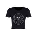 Black - Front - Grindstore Womens-Ladies Zodiac Pentagram Crop Top