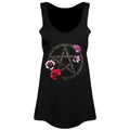 Black - Front - Requiem Collective Floral Pentagram Ladies Floaty Vest