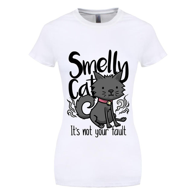 White - Front - Grindstore Womens-Ladies Smelly Cat T-Shirt