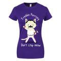 Purple - Front - Grindstore Womens-Ladies Freddie Purrcury T-Shirt